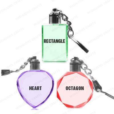 China Europe Factory Wholesale Led Light White K9 Crystal Glass Keychain For Laser Engraving for sale