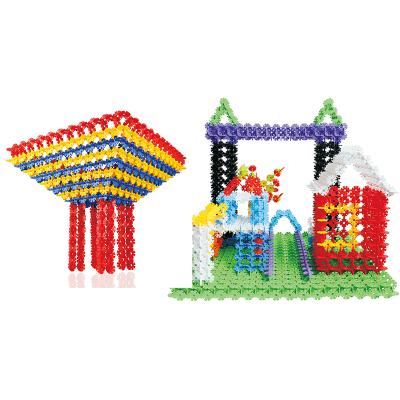 China DIY Round Building Blocks Plastic Toy Flakes Construction Toy Kids Snow Coupling Model Blocks Stem Educational Toys for sale