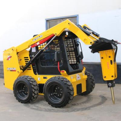 China Brand New Chinese Hengtian Diesel Hotels 65hp Skid Steer Loader With Hydraulic Breaker Attachment for sale