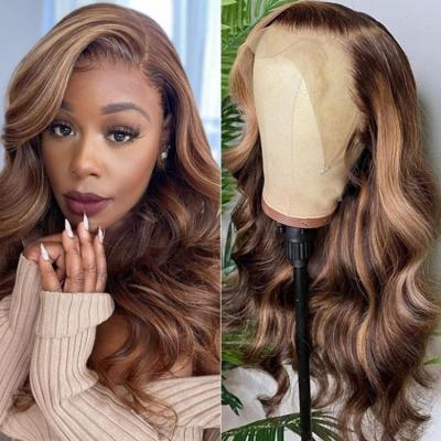 China Real Highlight Wig Human Hair Wigs For Color Women T-Part Brazilian Pre Plucked With Baby Hair Lace Front Wig for sale