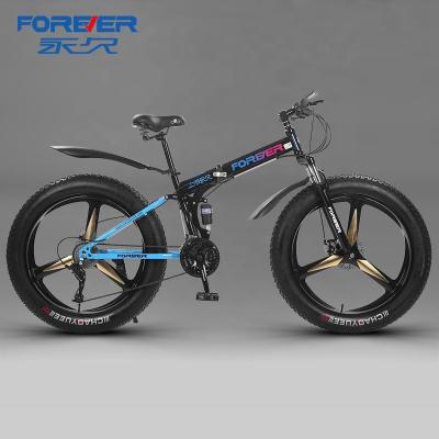 China FOREVER Steel Custom Folding Bike 21/24/27/30 Gear 26 Inch Double Inch Disc Brake Soft Tail Snow Bike 4.0 Variable Speed ​​Fat Tire for sale