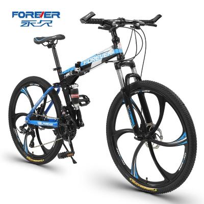 China Fashion Factory 21 Speed ​​Forever Folding Mountain Bike 26 Inch Six Knife Wheel Cheap Shock Absorbing Mountain Bike for sale