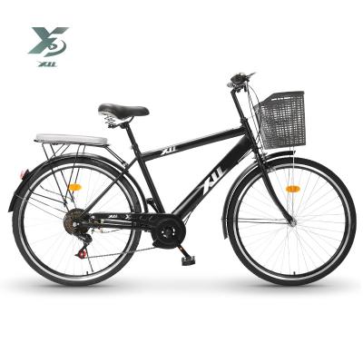 China Factory direct 26 inch 7 speed retro street men's bike with basket light retro city bicycle for men or adult for sale