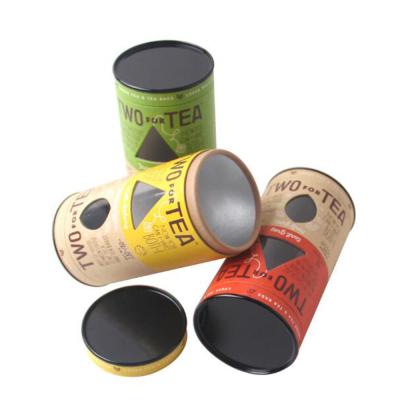 China Recycled Materials Custom Printed Pringless Round Dry Food Packaging Tube Eco Cardboard Craft Cylinder Tea Paper Canister With Clear PVC Window for sale