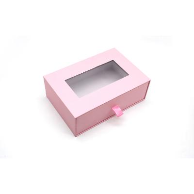 China Fashion Recyclable Luxury Gift Paper Box For Clothes Girls Gift Dressing Drawer Boxes With PVC Window Ribbon Rose Paper Packaging for sale