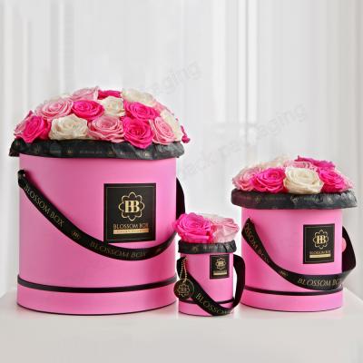 China Recyclable Wholesale High Quality Elegant Round Flower Box With Custom Design for sale