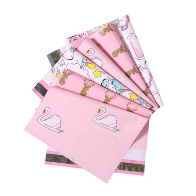 China Waterproof Eco-friendly Strong Adhesives Clothing Fishing Custom Print Shipping Envelopes Self Adhesive Plastic Messenger Bag Pink Poly Mailer for sale