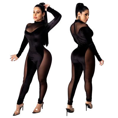 China 2021 New Arrivals Popular QUICK DRY Women Rompers Mesh Perspective Splicing Jumpsuit Women for sale