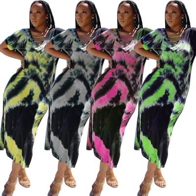 China Viable Neck Tie-Dye Ladies Casual Outfits for sale