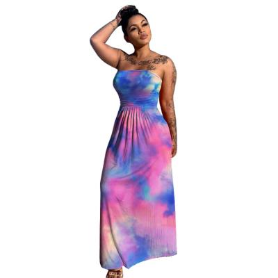 China Breathable Colorful 2021 Fashion Tie Dye Beach Wear Long Girls' Dresses for sale