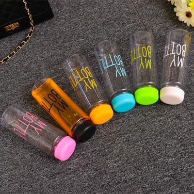 China Portable Stocked Cute Clear Transparent Plastic Water Bottles For School With Custom Logo for sale