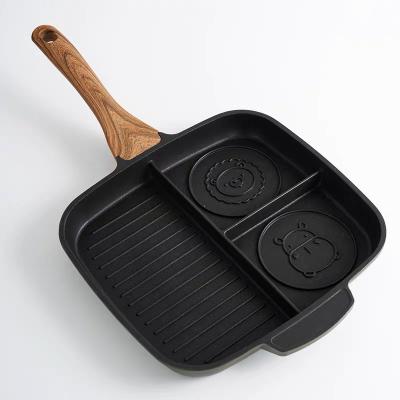 China Multi-Purpose Sustainable Breakfast Wok Three-in-One Multi-Griddle Pan Three-Griddle Separated for sale