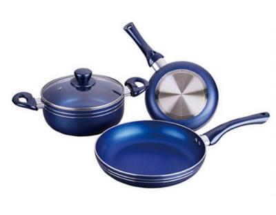 China Sustainable Pressed Aluminum Kitchenware 3pcs Nonstick Cookware Set Pots And Pans for sale