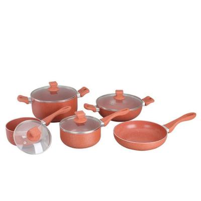 China Sustainable Alloy Marble Ceramic Coating Cook Sets Aluminum Nonstick Pots And Pans Cookware Set for sale