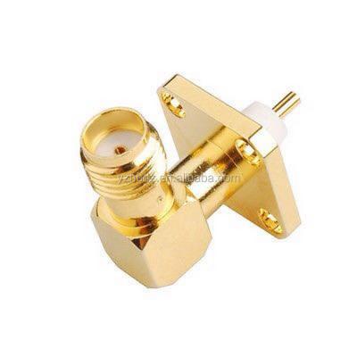 China RF Connector S M A Female Panel Connector Right Angle RF Mounting 4 Holes Flange Crimp for sale