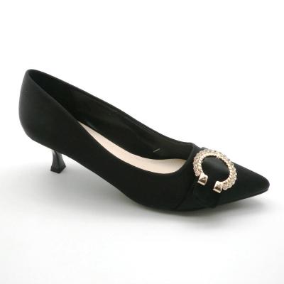 China High Quality Durable C Shape Buckle Evening Pumps Toe Square Thin Heel Shoes Treble for sale