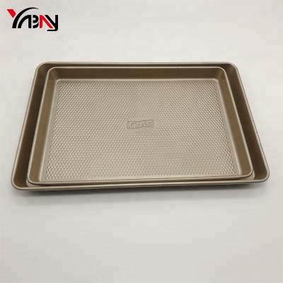 China Durable Rectangle Wave Bottom Non-Stick Golden Cookie Pans Half Cookie Sheet Pan Aluminum Baking Sheets for sale