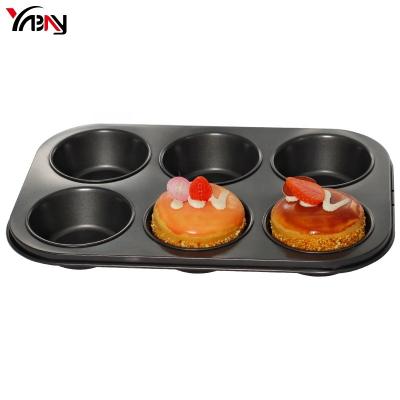 China 6 Cavity Viable Non-Stick Cupcake Tray Cookie Baking Muffin Pan for sale