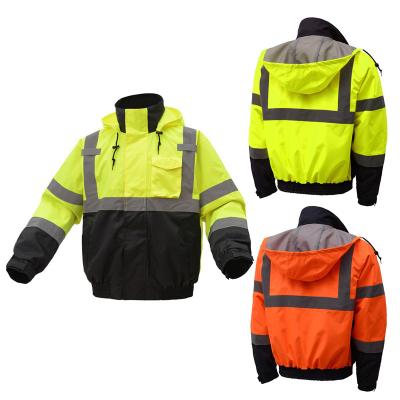 China Water Proof Custom Logo High Visibility Reflective Safety Jacket Adjustable Winter 3 in 1 Waterproof Working Jacket for sale