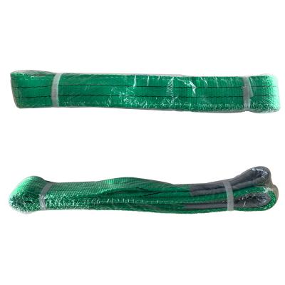 China Green Polyester Plastic Bundle 2m Lift Sling Ties Flat Eye Strap Slings Nylon Lifting Slings for sale