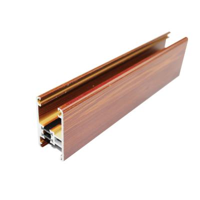 China Wood Finished Sliding Shower Door Frame , Wood Grain Aluminium Profiles For Kitchen Cabinet for sale