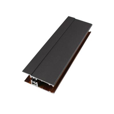 China Wood Finish Aluminium Furniture Profiles Bedroom Wardrobe Sliding Door Profiles for sale