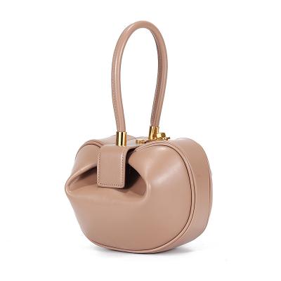 China 2021 Lady designer inspire custom emboss logo luxury 100% dumpling genuine leather handbag for women for sale