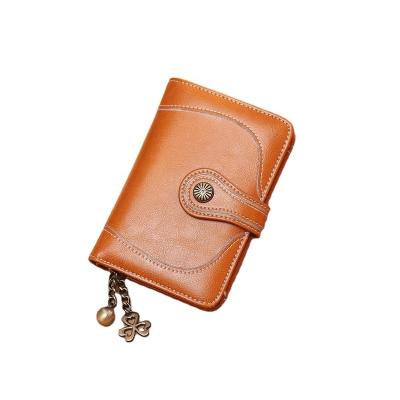 China 2021 New Vintage RFID Purse With RFID Card Holder Genuine Leather Wallet For Women for sale