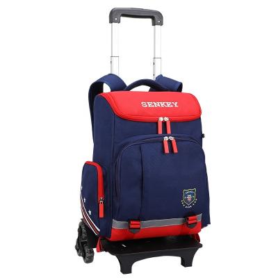 China Waterproof High Quality 6 Wheels Kids Load Wheeled Discount Trolley Kids Backpack Back To School Bags For Children for sale