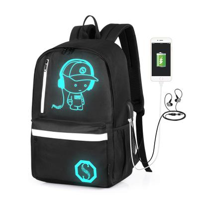 China With 2021 Outdoor Waterproof USB Pack USB Pack USB Luminous Printed Backpack Kids School Bags Waterproof Laptop Bag for sale