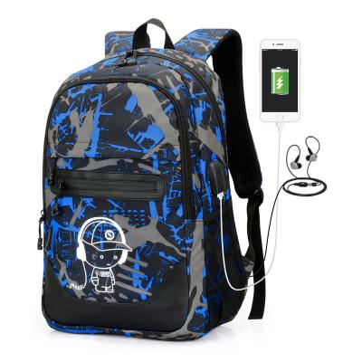 China With Bags Usb Charging High Quality Luminous Anti-theft Sports USB Waterproof Student Boy's Backpack for sale