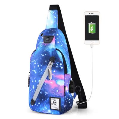 China With Custom USB Mens USB Charger Cross - Body Bag Boy Luminous Printing Sport Across Chest Bags for sale