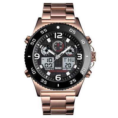 China New 2019 SKMEI 1538 Analog-Digital Alarm Quartz Watch Stainless Steel Watches For Men for sale