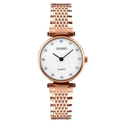 China SKMEI 1223 water resistant ladies rose gold wristwatches manufacturer quartz movt 3atm stainless steel watch women for sale