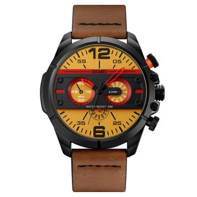 China Custom Leather Day/Date Mens Wrist Sport Quartz Watch SKMEI 1846 Logo Relojes Para Hombre Watches for sale