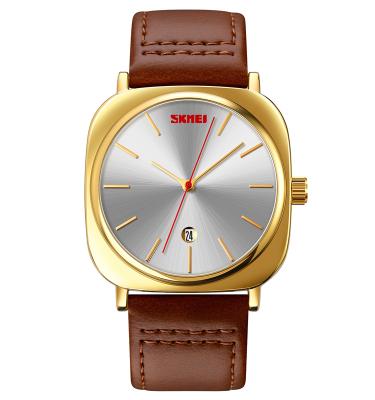 China Luxury Brand SKMEI 9266 Automatic Date Watches Saat Erkek Quartz Wristwatches Stylish Leather Men for sale