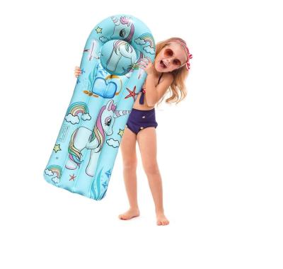 China Unisex Unicorn Inflatable Surfboard For Kids Summer Poolside Party Recreation Water Toy With Safety Handle Blue for sale