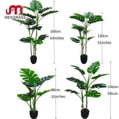 China Eco-friendly Realistic Artificial Bonsai Fake Plant Plastic Potted Monstera Trees Indoor 80 100 130 160cm Monstera Plants for sale