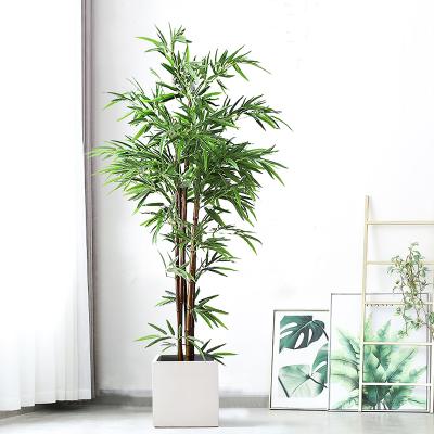 China Contemporary 63inch 5 Trunks Faux Bamboo Tree PVC Fake Made Plant In Cement Pot for sale