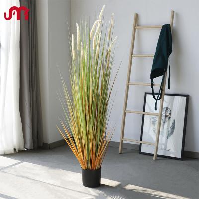 China Contemporary 125cm 9 Heads Dogtail Grass In Pot Black PVC Artificial Plant Plastic Tree for sale