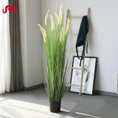 China Contemporary 147cm 13 Heads Tall Fake Cattails And PVC Artificial Potted Artificial Grass Plant for sale