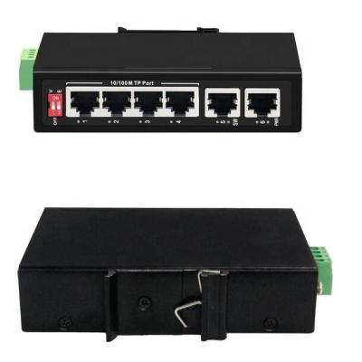 China 6Port 10/100M Unmanaged Industrial Network Stackable Fast Ethernet Din-Rail Switch 4* RJ45 Ports and 2* Uplink Ethernet Port for sale