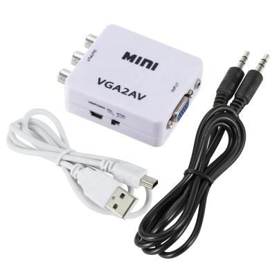 China VGA to AV Mini Converter Adapter with 3.5mm 1080P Audio VGA to HD AV Converter Conversor for PC to Computer HD TV to TV VGA to AV Converter for sale