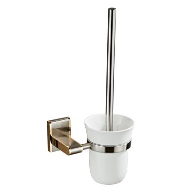 China Sustainable High Quality Premium Designed Brass Novelty Wall Mounted Toilet Brush Holder Set for sale