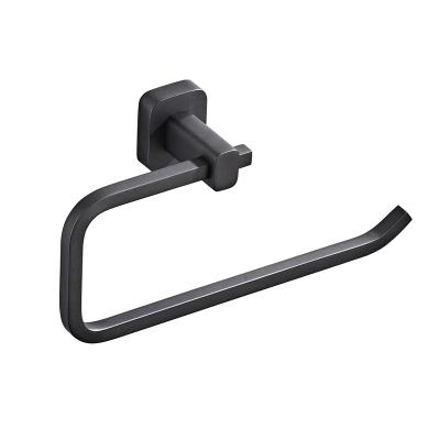 China Eco-friendly Gray Color Brass Bath Accessories Gun Square Towel Ring Holder Good Quality for sale