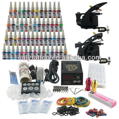 China Permanent 54 Colors Inks Wholesale Tattoo Kit 2 Gun for sale