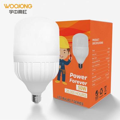 China Indoor and outdoor lighting WOOJONG 50W factory made cheap 4500lm 2 years E27 B22 led light bulbs T140 for sale