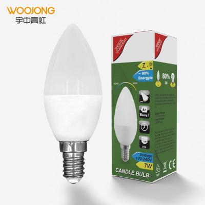 China Hotel WOOJONG Wholesale 5W C37 Bulb E27 E14 450lm 37*100mm LED Candle Lights for sale