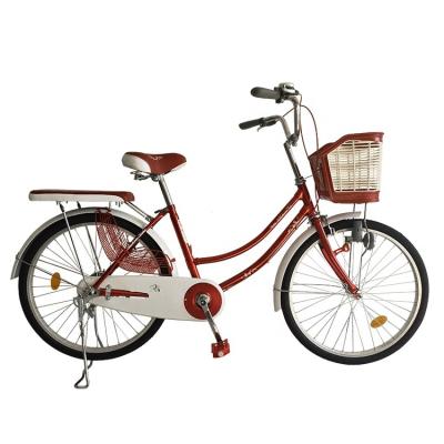 China Steel 24 26 27.5 29 Inch Carbon Steel Cheap Price Aluminum Alloy Rim Good Quality Cycle Frame Red Color On Street Women City Bike for sale