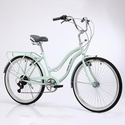 China 26 Inch Carbon Steel Frame 2.125 Tire Aluminum Alloy High Quality Cheap Price Steel Rim Women Beach Bicycle With Dual V Brakes for sale